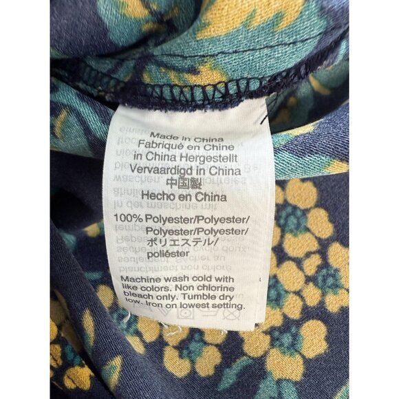 J Crew Turn Wrap Blouse~Size Tag Missing~Dark Blue Gold & Floral Drape Top L1524 - Picture 9 of 10